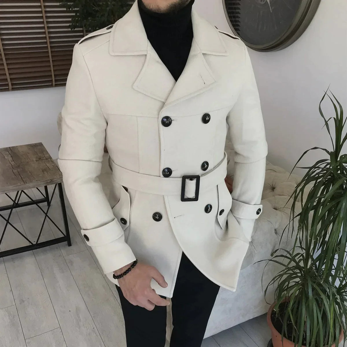 Arctic Beige Double Breasted Over Coat by ITALIAN VEGA® (Winter Special)