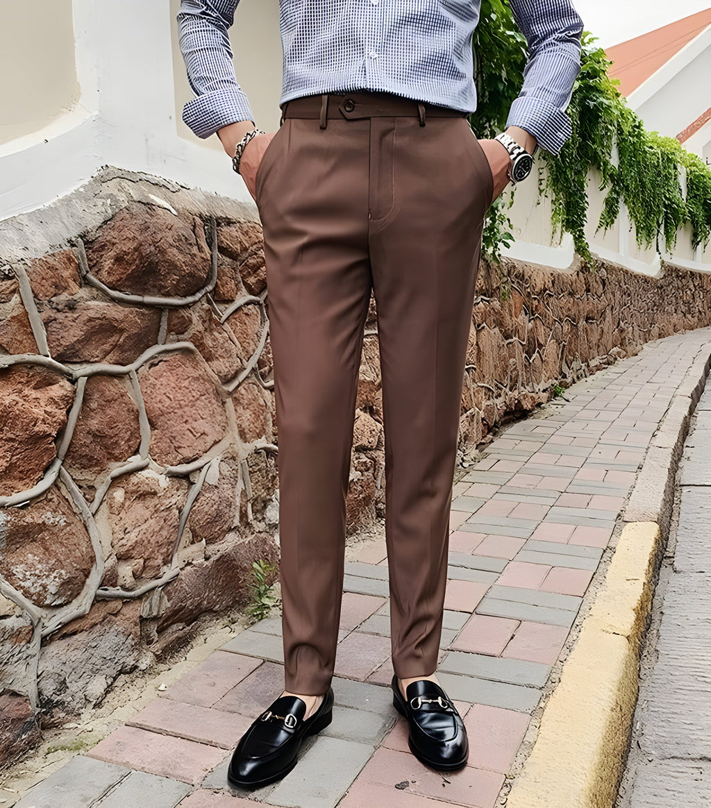 British Style Light Brown Men Formal Pants