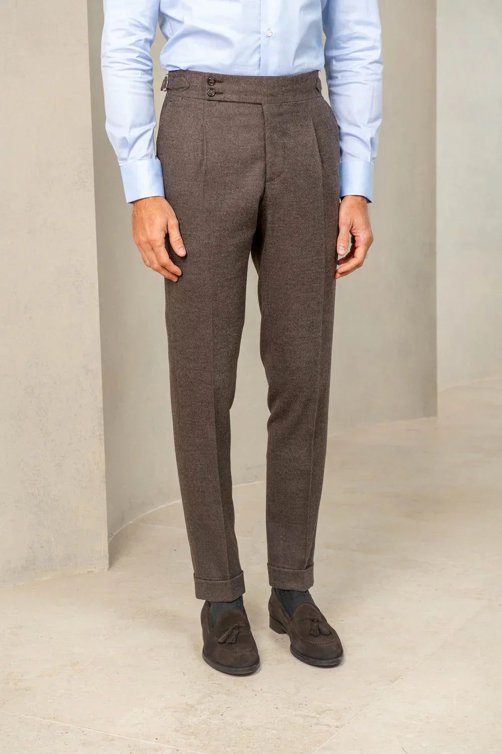 Brown Flannel Signature Gurkha Pants by Italian Vega®