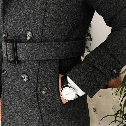 Arctic Charcoal Double Breasted Over Coat by ITALIAN VEGA® (Winter Special)