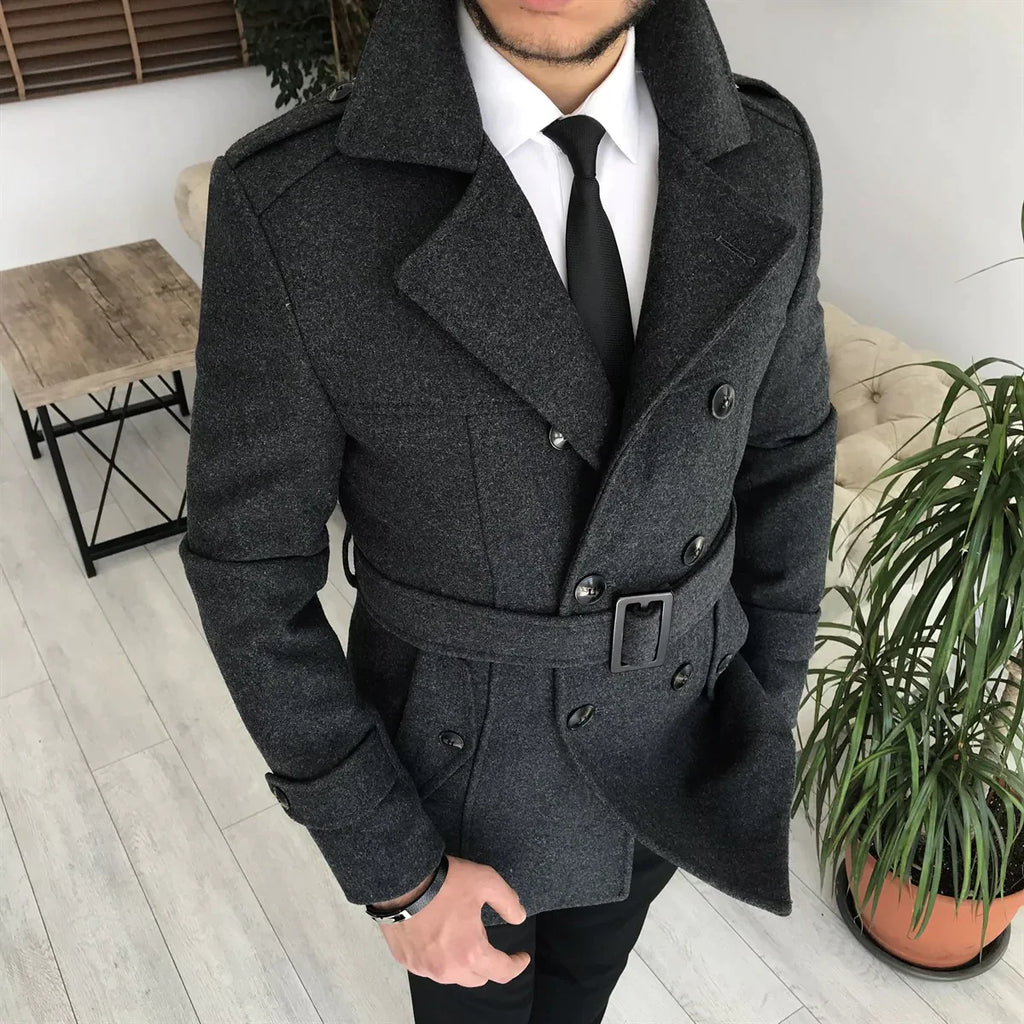 Arctic Charcoal Double Breasted Over Coat by ITALIAN VEGA® (Winter Special)