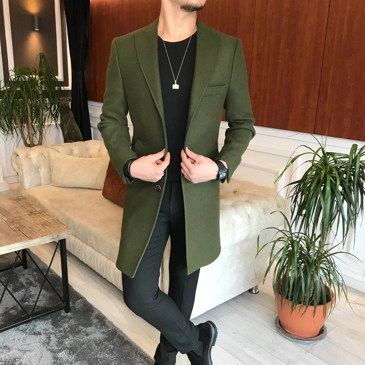 Charleston Dark Green Wool Blend Over Coat by Italian Vega® (Winter Special)