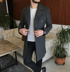 Frost Slim Fit Dark Grey Double Breasted Wool Over Coat by ITALIAN VEGA® (Winter Special)