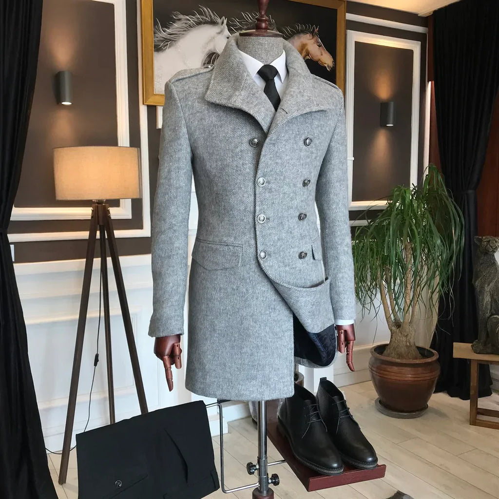 Alaska Ash Grey Double Breasted Over Coat by ITALIAN VEGA® (Winter Special)