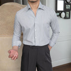 Old Money Grey Stripe Shirt with Anthracite Flannel Signature Buttoned Gurkha Pant by ITALIAN VEGA®