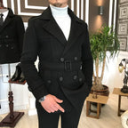 Arctic Black Double Breasted Over Coat by ITALIAN VEGA® (Winter Special)