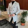 Frost Slim Fit Light Grey Double Breasted Wool Over Coat by ITALIAN VEGA® (Winter Special)