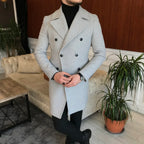 Frost Slim Fit Light Grey Double Breasted Wool Over Coat by ITALIAN VEGA® (Winter Special)